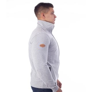 Gray zip-up sweatshirt with a stand-up collar-3